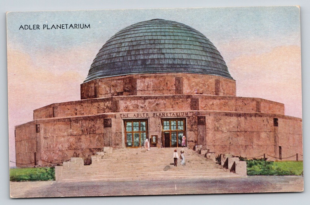 Chicago 1933 World Fair~Adler Planetarium Bldg~Dome~ART DECO Colortype Postcard