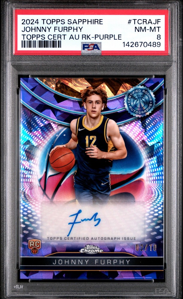 2024-25 Topps Chrome Sapphire Johnny Furphy Purple Rookie Auto PSA 8 #/10