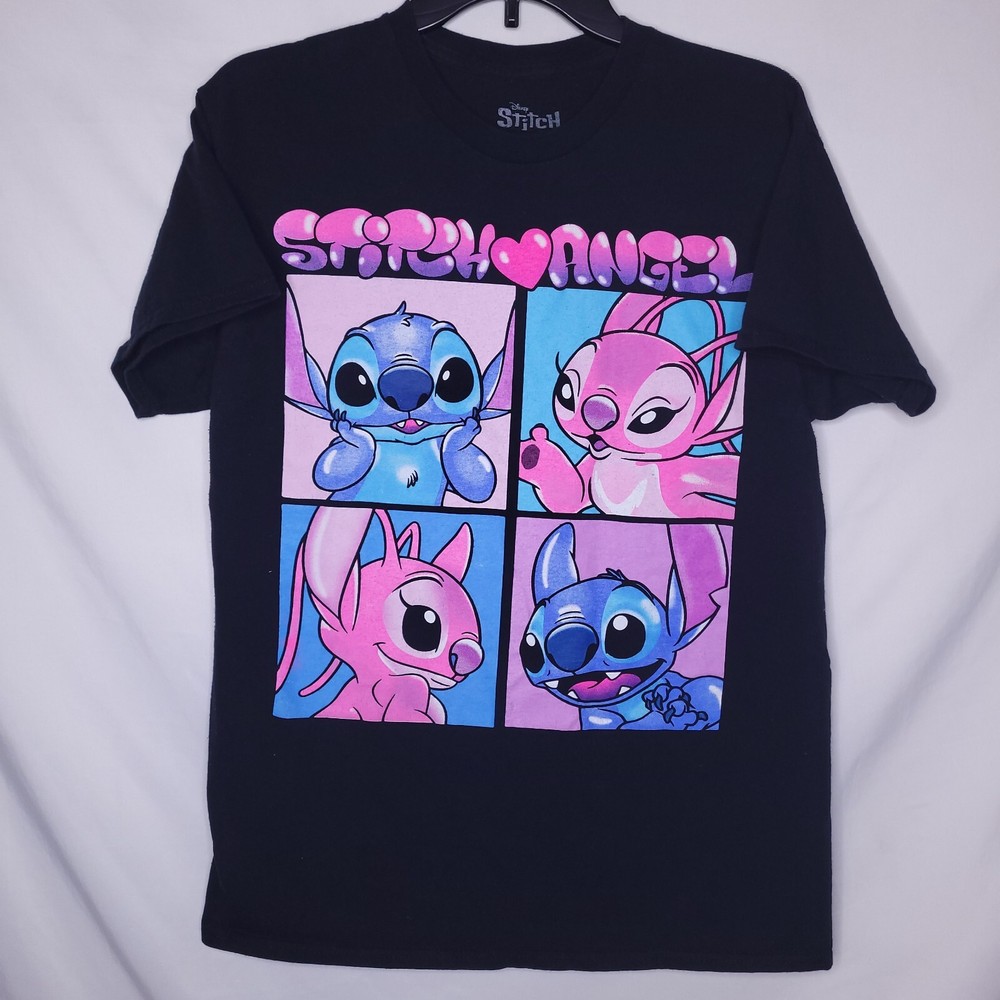 Disney Stitch & Angel T Shirt Womens Medium Black