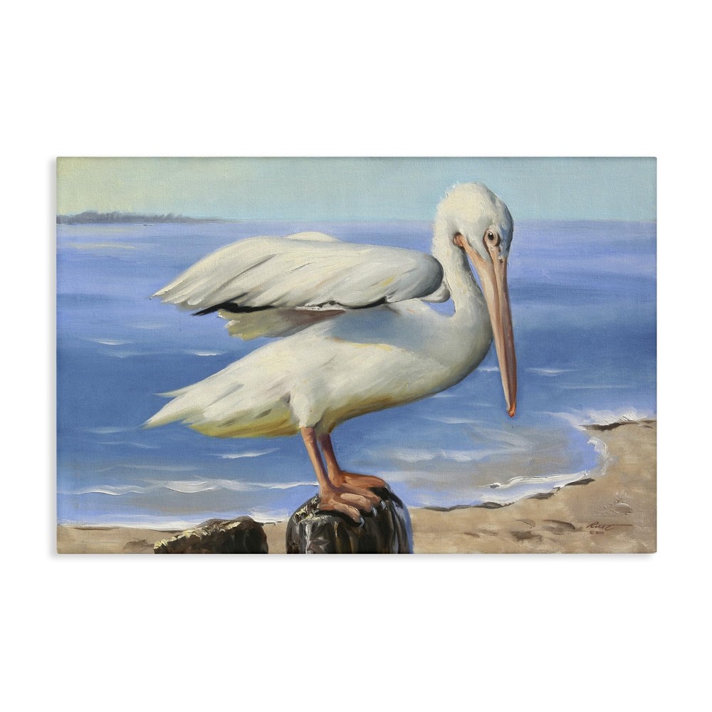Beach Scene Pelican Canvas Wall Art Design by D. Rust