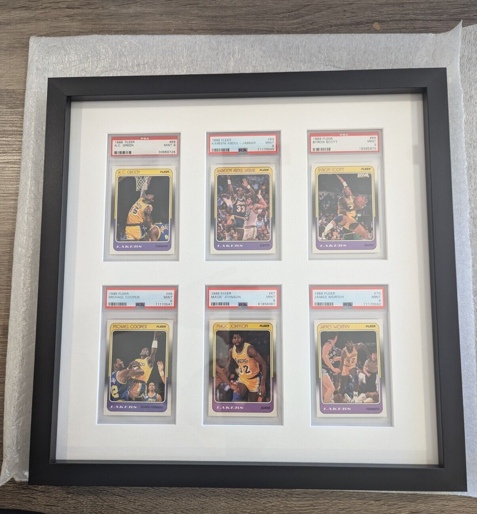 Kareem, Magic, J Worthy, B Scott, M Cooper, AC Green + PSA 6 Card Graded Frame-image