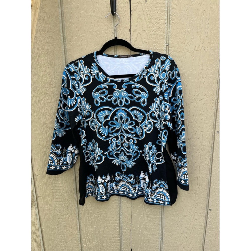 J. McLAUGHLIN Catalina Cloth 3/4 Sleeve Top Size Large