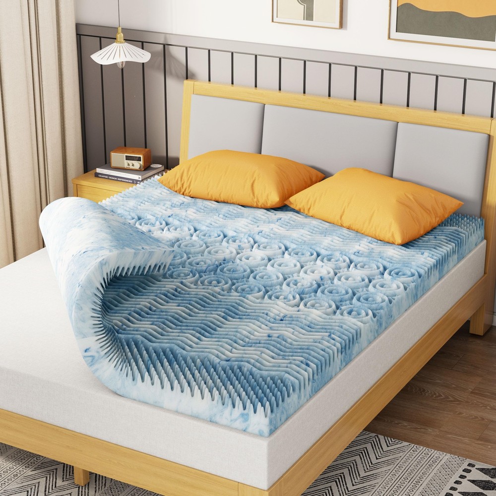 3-Inch 7-Zone Full Memory Foam Mattress Topper, Cooling Mattress Topper with ...