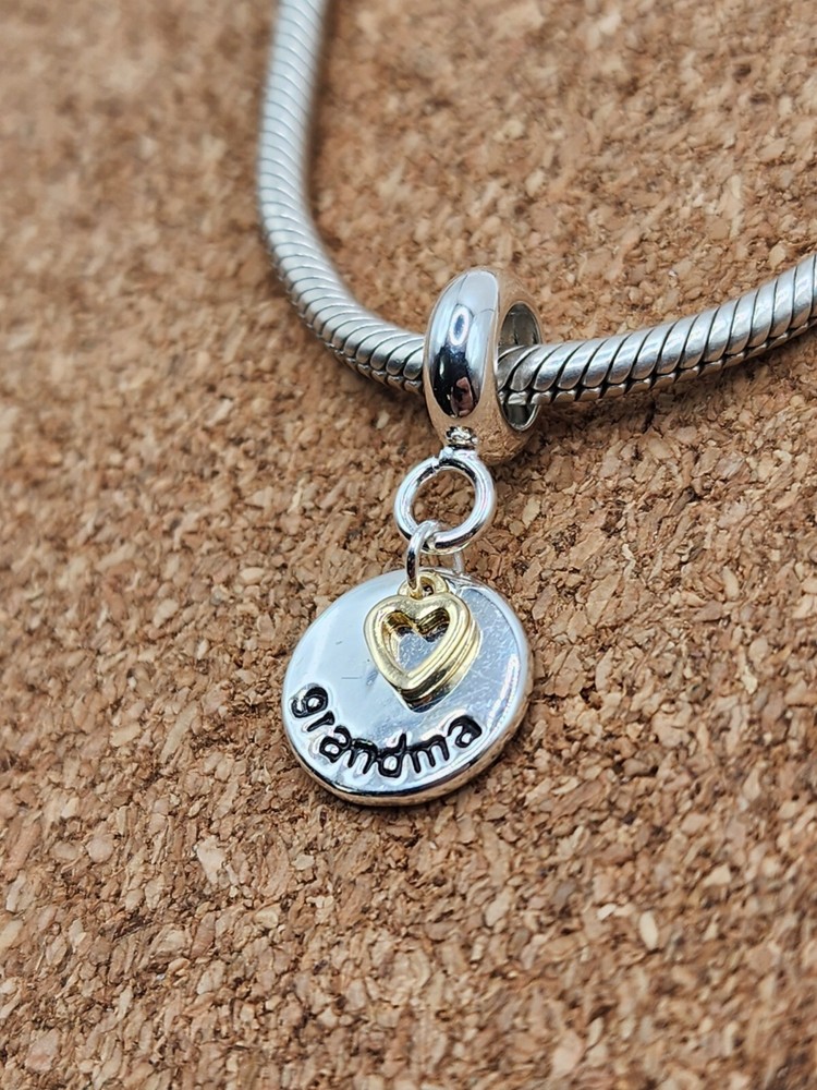 Auténtico Dije Espaciador Cuelga Europeo Amor Corazón Dorado Abuela Cuentas-image