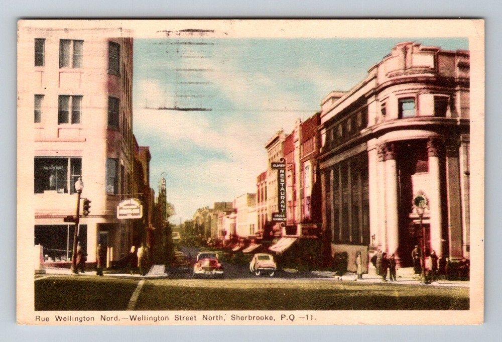 Canada- Quebec Sherbrooke Wellington Street North Old PC Vintage c1949 Postcard