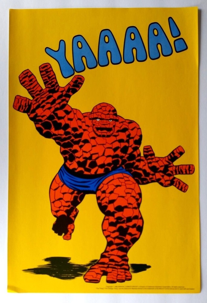 The Thing Poster 1982 Orange Crush Marvel Comics NOS Fantastic Four Superhero