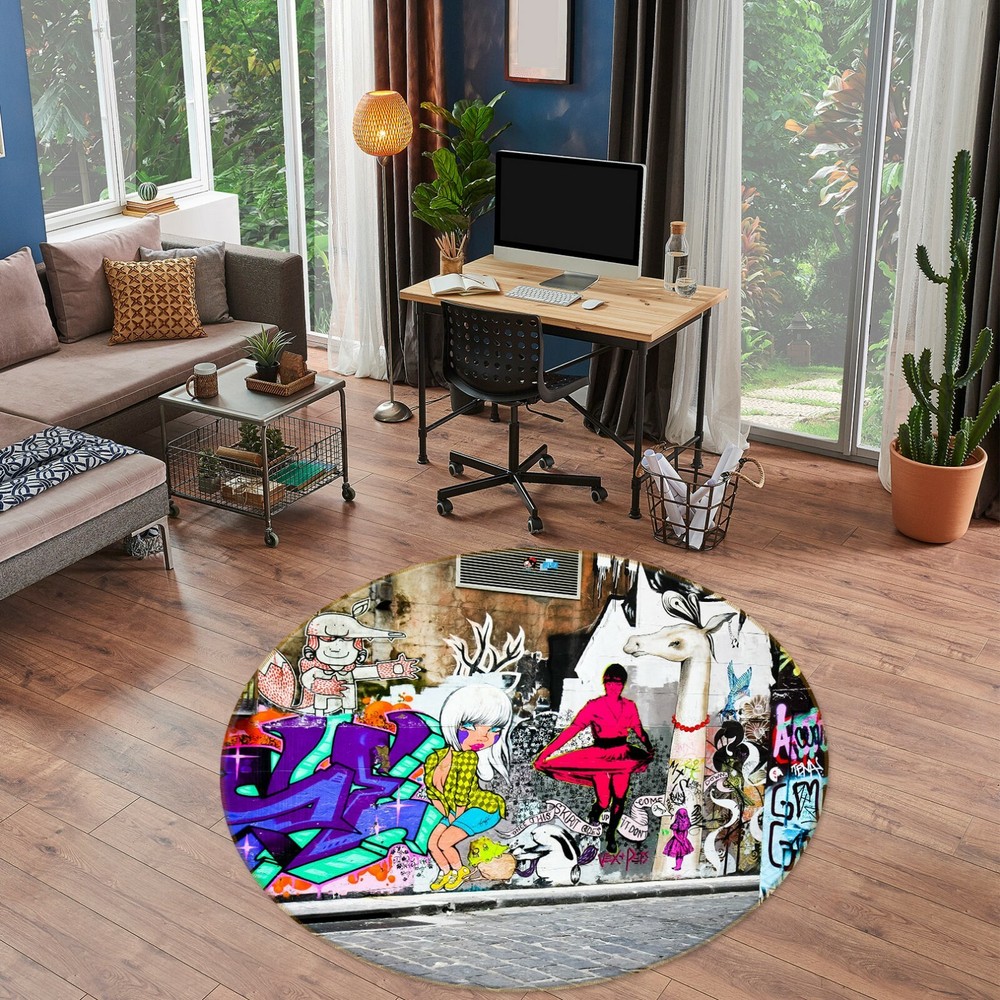 3D Graffiti Wall Girl NAO10158 Game Rug Mat Elegant Photo Carpet Mat Fay