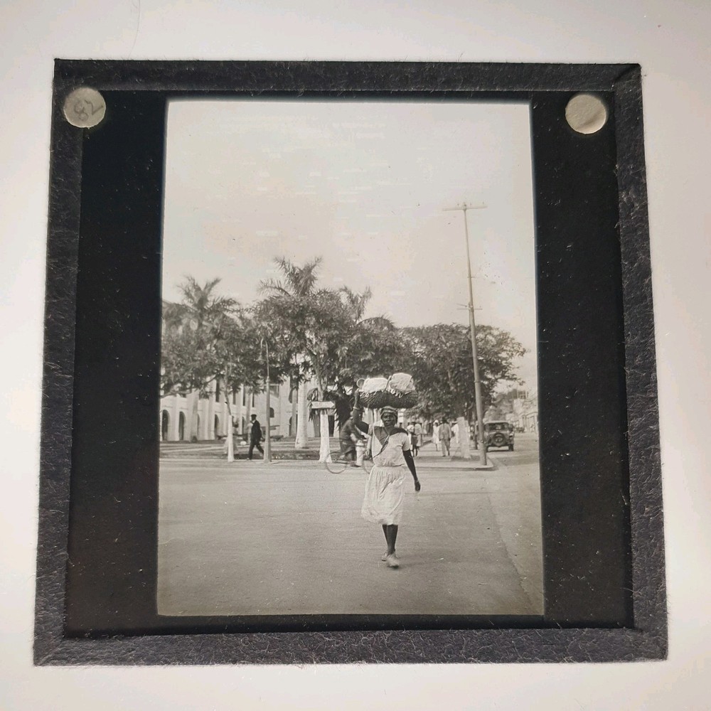 Antique Magic Lantern Glass Slide  Historical Vintage Photography Woman Jamaica