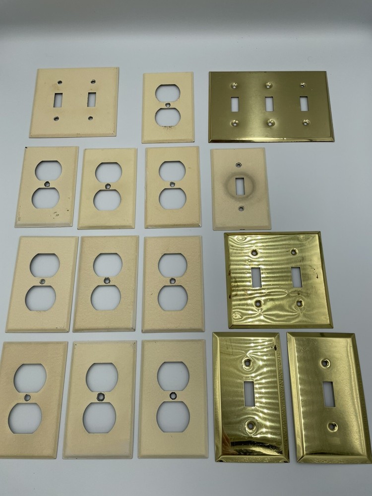 Large 16 Lot Electric Light Switch/Wall Outlet Cover Plates Hardware Metal/brass