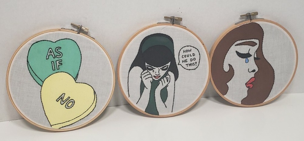 Custom Handmade Embroidery Valentine's Feminist Needle Point Unique Art