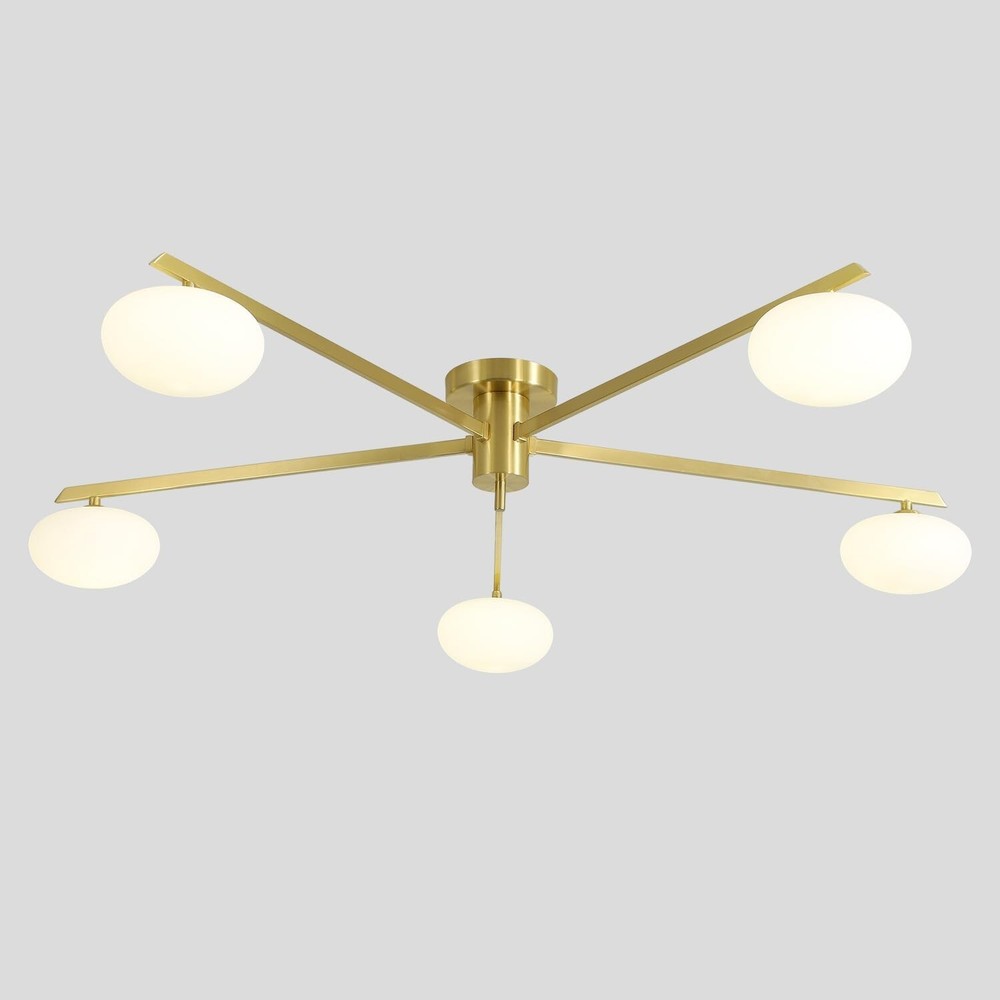MAGIROZ 5-Light Gold Sputnik Semi-Flush Industrial Ceiling Fixture Damaged Box