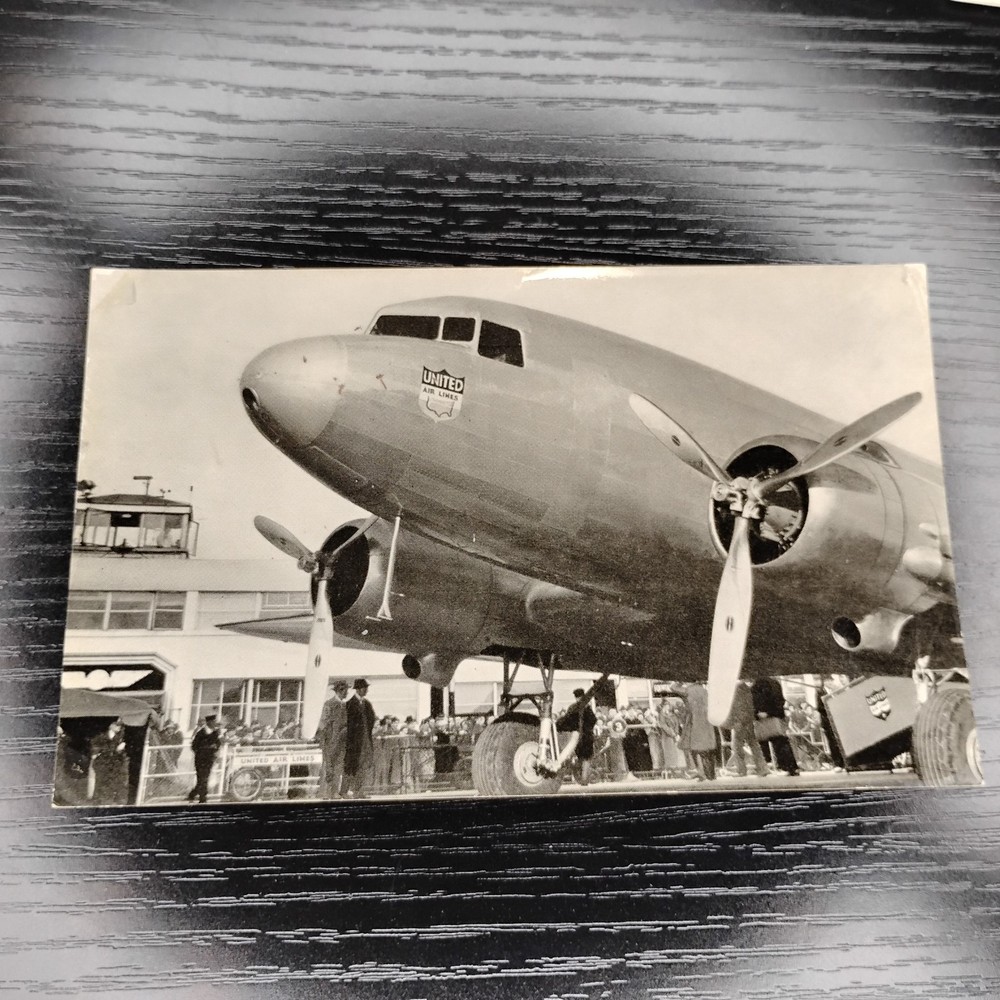 Real Photo Vintage POSTCARD United Air Lines Mainliner Douglas built Sky lounge