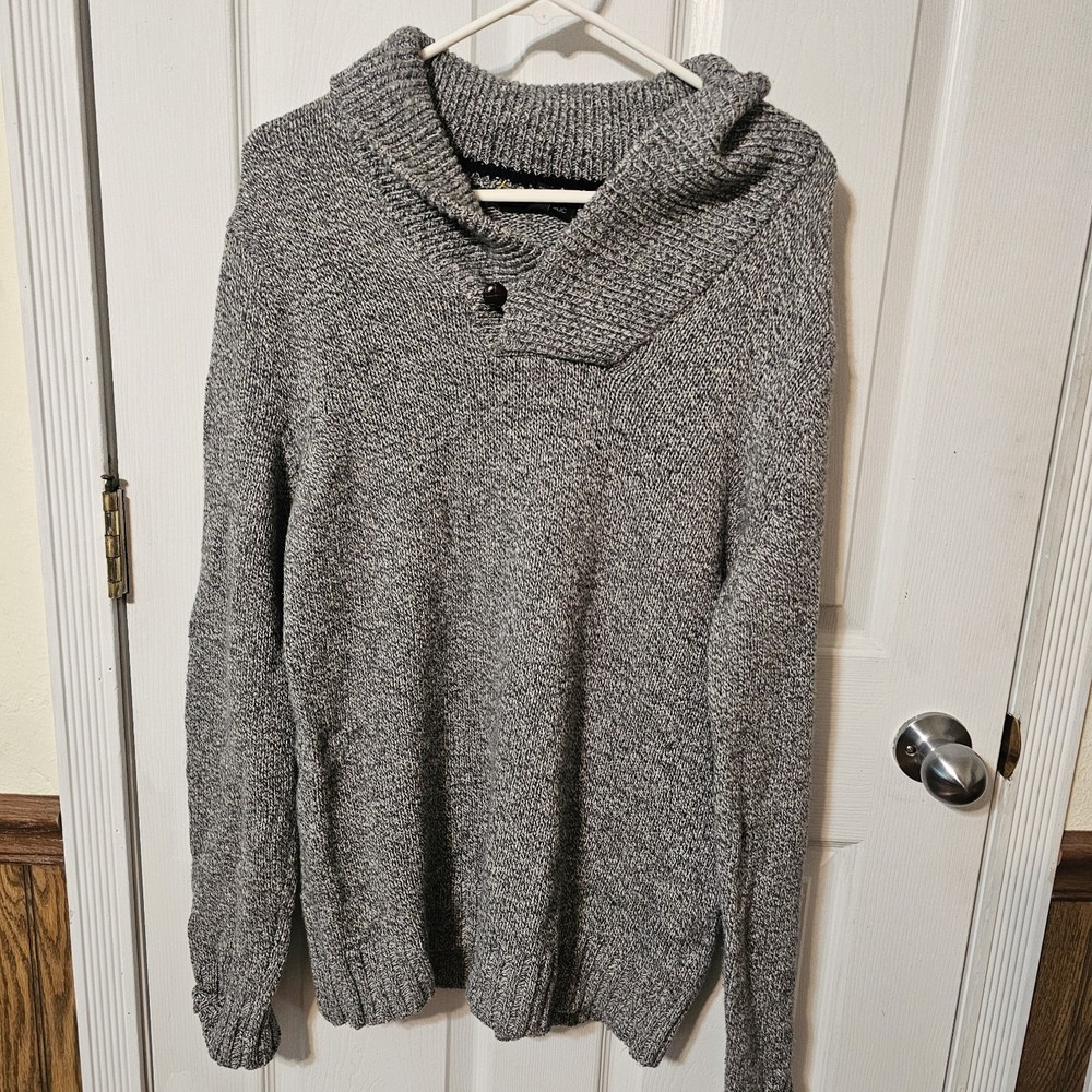 Banana Republic Men’s Sweater Heavyweight Shawl Neck Wool Blend Sz M Gray