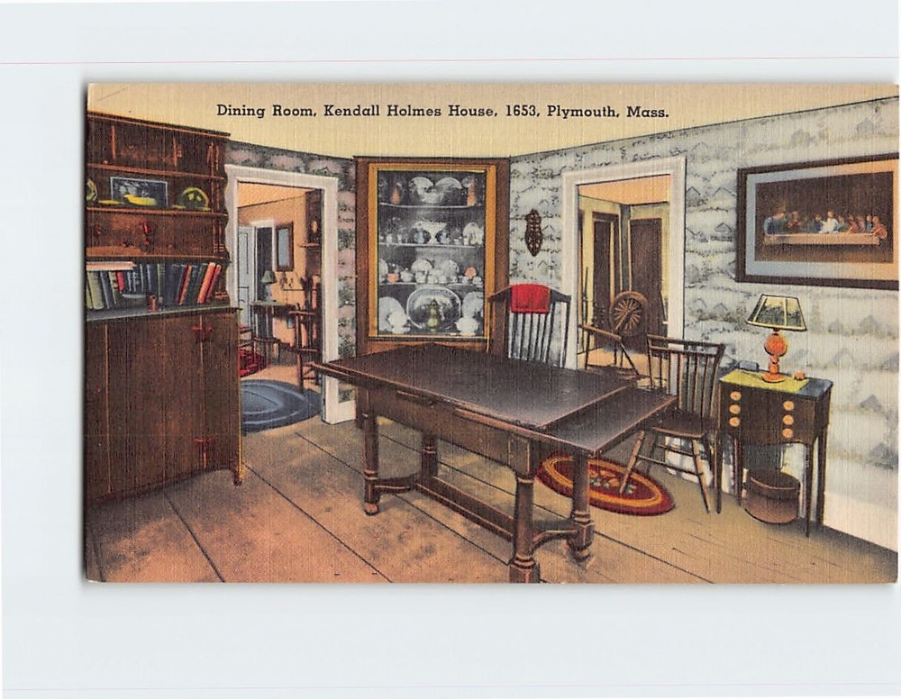Postcard Dining Room Kendall Holmes House Plymouth Massachusetts USA