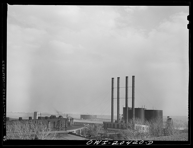 Photo:Industrial Plant Smokestacks 1930s-1940s Factory Landscape