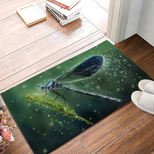 Welcome Mats Mystical Green Dragonfly Indoor Front Door Mats for Home