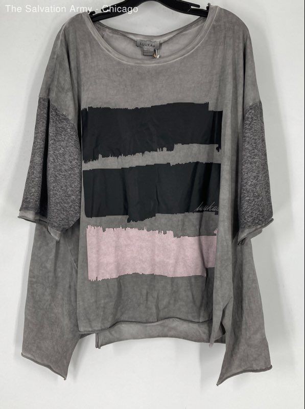 Luukaa Womens Stone Round Neck 3/4 Sleeve Casual Blouse Top Size 16/18
