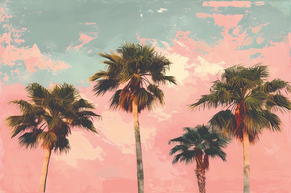 Palm Tree Pop Art Print Poster on Canvas or Satin Photo Paper T59