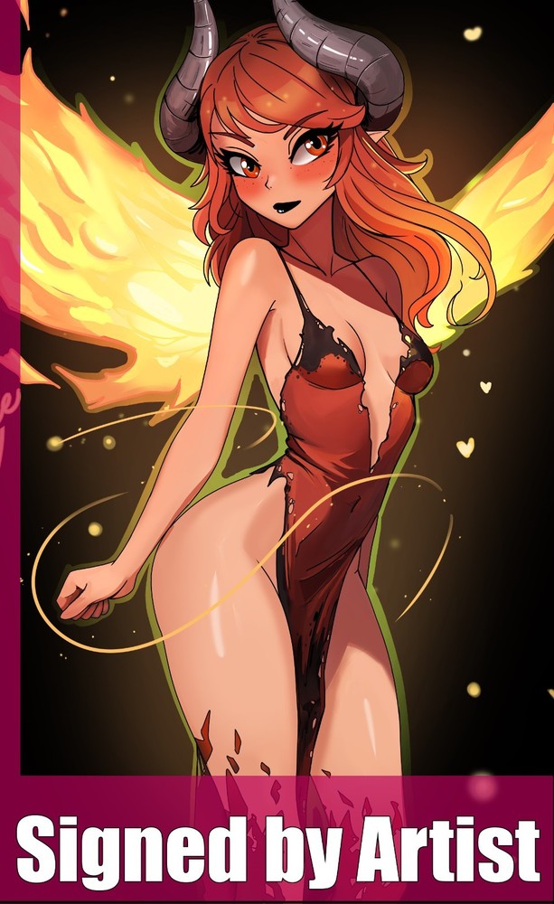 Fire Fairy 11x17 anime Art Print Signed fairytale enchanted Sexy Pixie