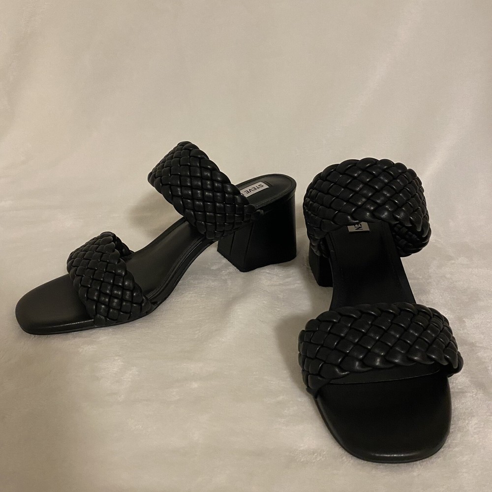 Women's Steve Madden Daphnee Braided Block Heel Sandal Black Size 10