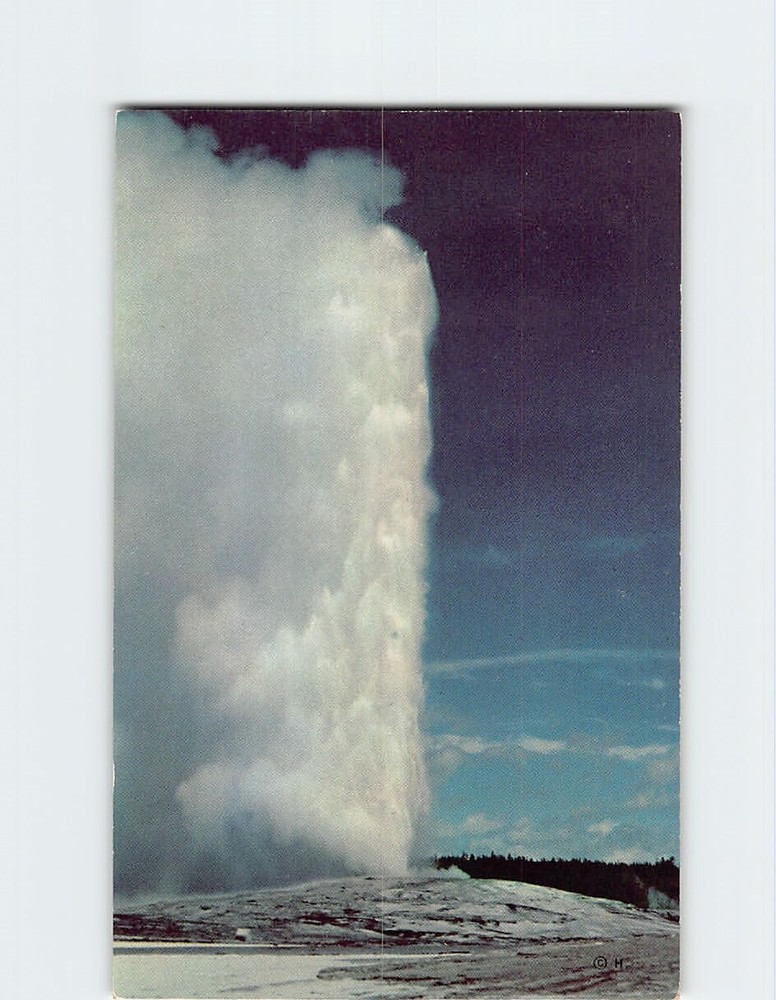 Postcard Old Faithful Geyser in Yellowstone National Park Wyoming