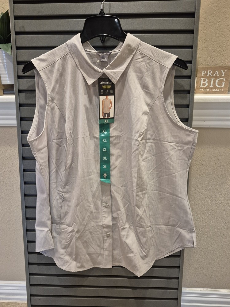 Eddie Bauer Womens Sleeveless Tech Shirt Size Xl Gray