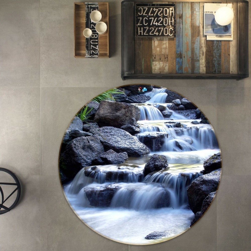 3D Waterfall Stones NAO3805 Game Rug Mat Elegant Photo Carpet Mat Fay