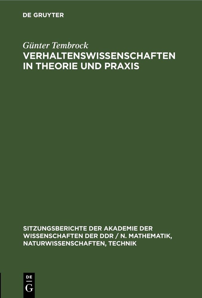 Günter Tembrock Verhaltenswissenschaften in Theorie Und PRAXIS (Hardback)Another great item from Rarewaves USA | Free delivery!