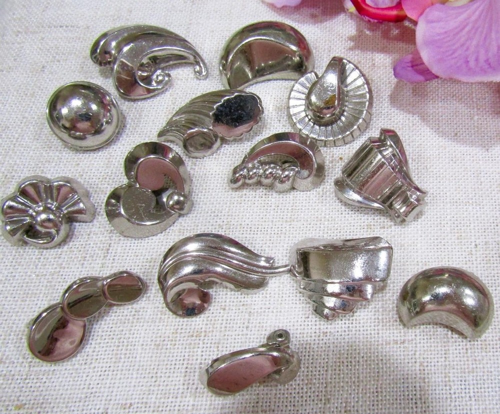 Lot of Vintage Monet Silver-Plated SINGLE Earrings Mid-Century 1950's 1960's