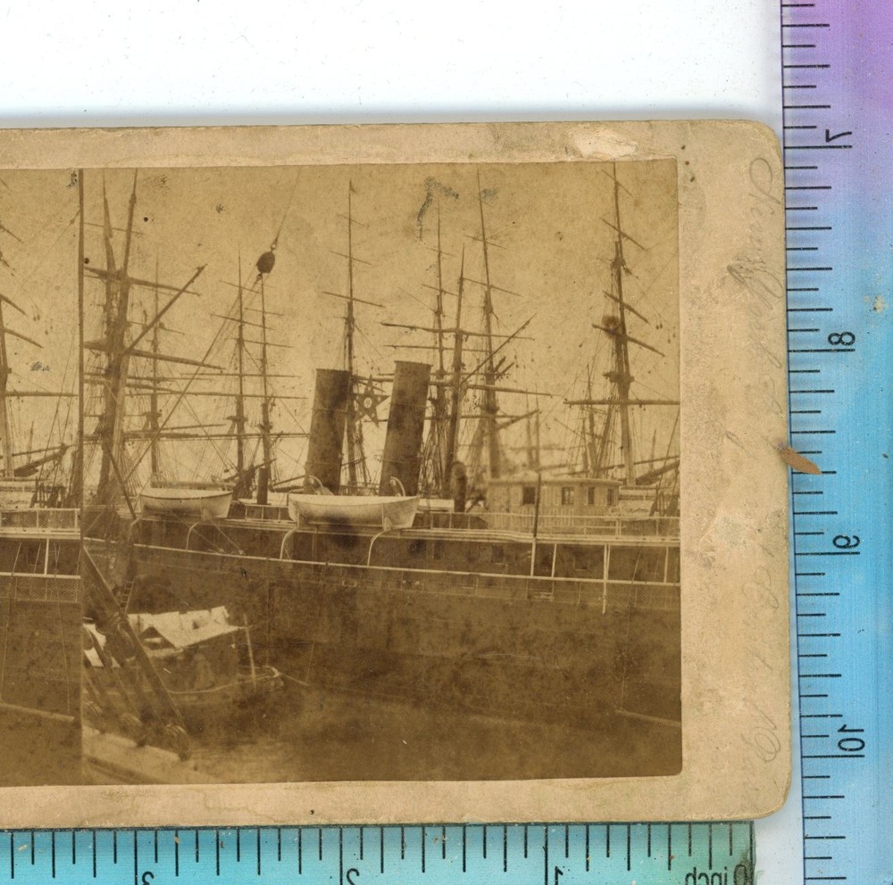 Shipping East River New York NY Union Stereoview