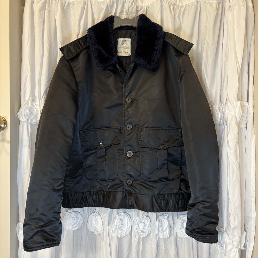 VTG Horace Small Tuffy Jac Trooper Bomber Men’s Police Black Faux Fur Jacket USA