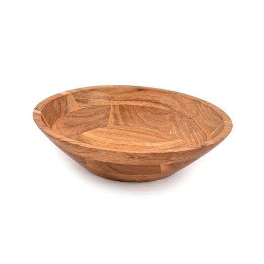 Acacia Wood Salad and Fruit Serving Bowl - Natural Friendly Design-image