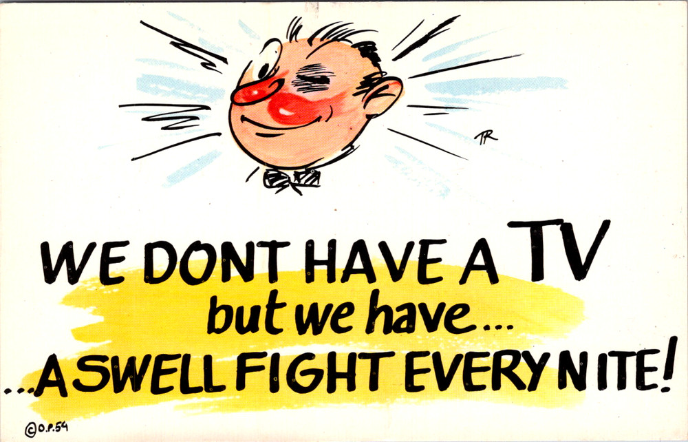 Vintage Postcard We Don't Have A TV Funny Cartoon Joke