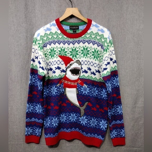 Blizzard Bay Ugly Christmas Sweater Shark Mens S Multicolor Holiday Winter Cozy