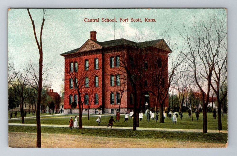 Fort Scott KS-Kansas, Central School, Antique, Vintage Souvenir Postcard