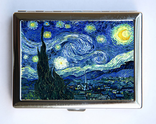 Starry Night Cigarette Case Wallet Business Card Holder fine art painting