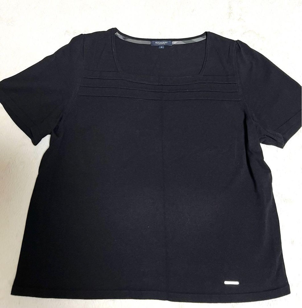 Burberry London Ladies Cut & Sew Black Oversized T-Shirt 2XL