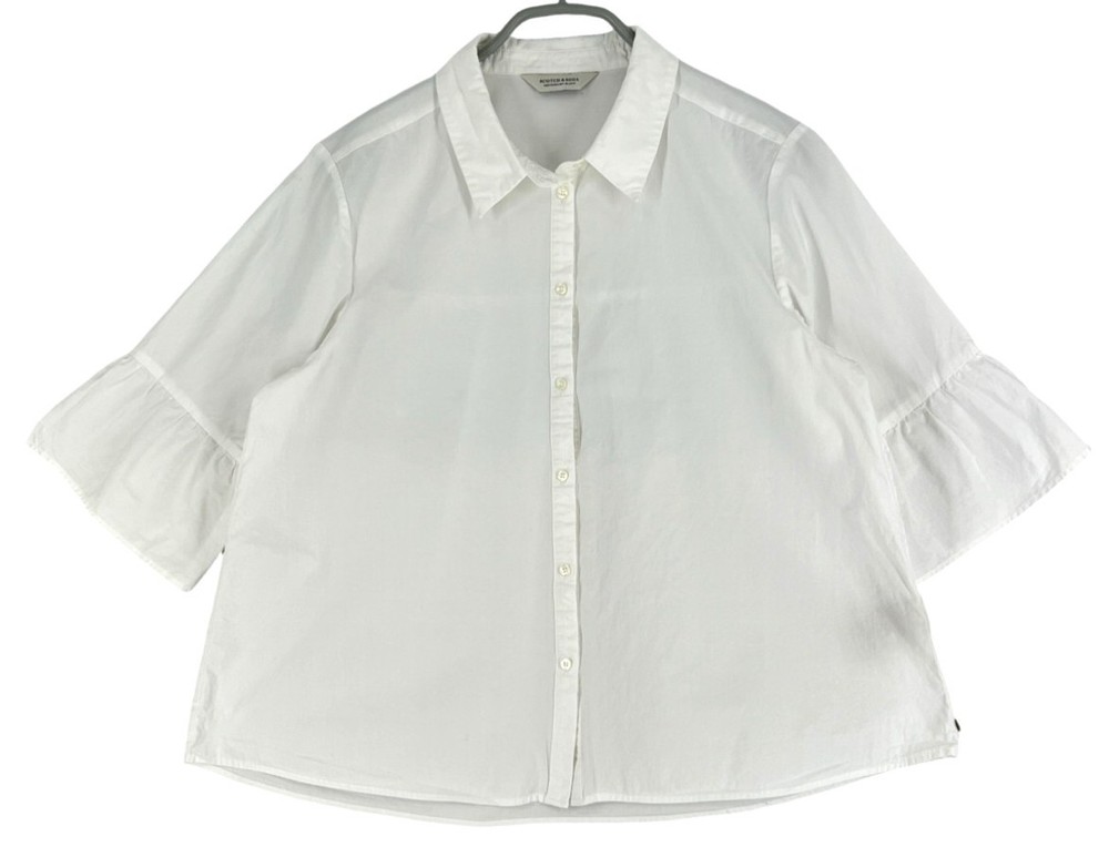 Scotch & Soda Women 3/4 Sleeve Casual Button Shirt Size L White