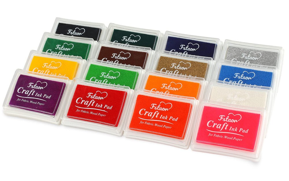 16 Colors Craft Ink Pads for Stamps, Non-Washable Stamp Pads for , Paper, Woo...