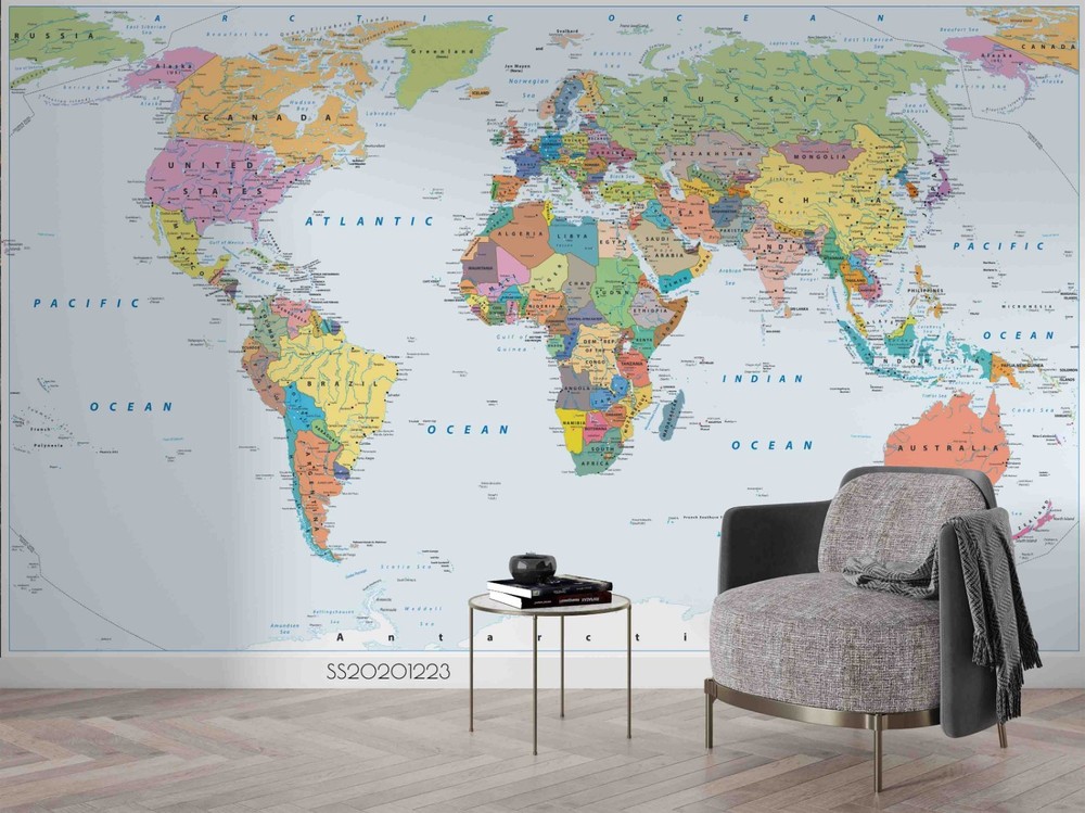 3D World Map Wall Murals Wallpaper Murals Wall Sticker