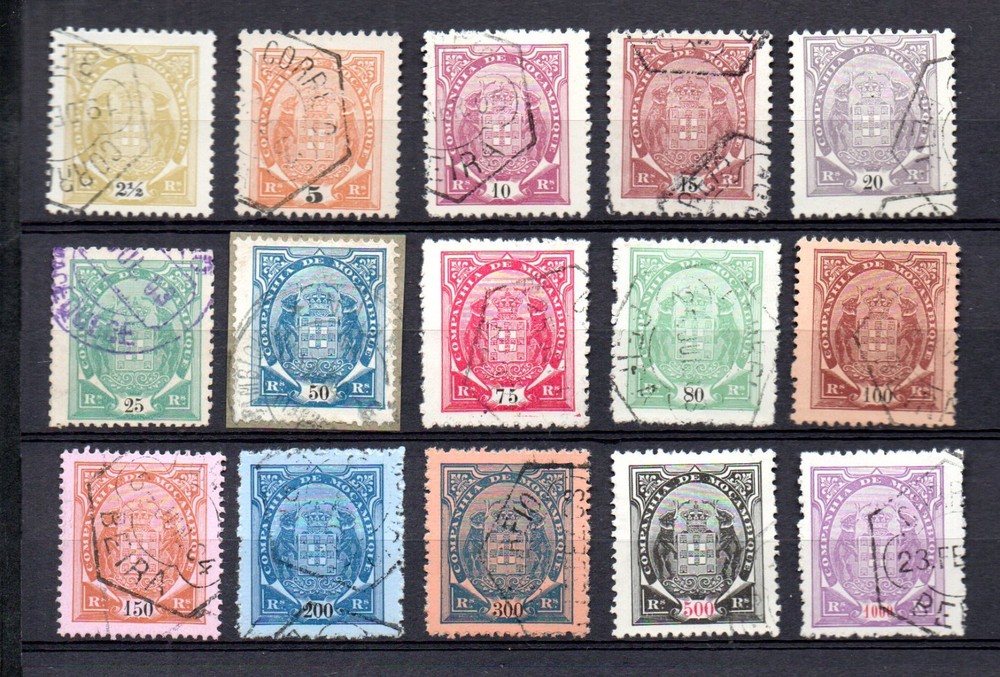 Mocambique (Portugese) 1895 old set coat of arms stamps (Michel 11/25) nice used