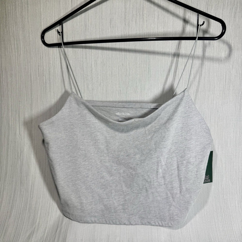Nwt Wild Fable Women's Cropped Cami Tank Top Xl Gray Thin Straps