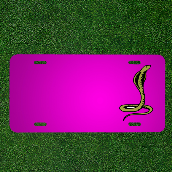 Custom Green Cobra Head Car License Plate with Personalized Name Addition