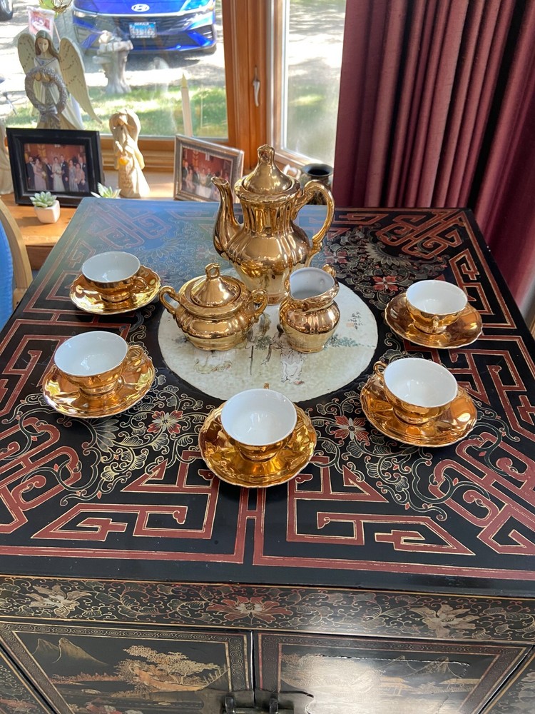 GOLD TEA SET 13PCS MADE IN JAPAN STERLING CHINA