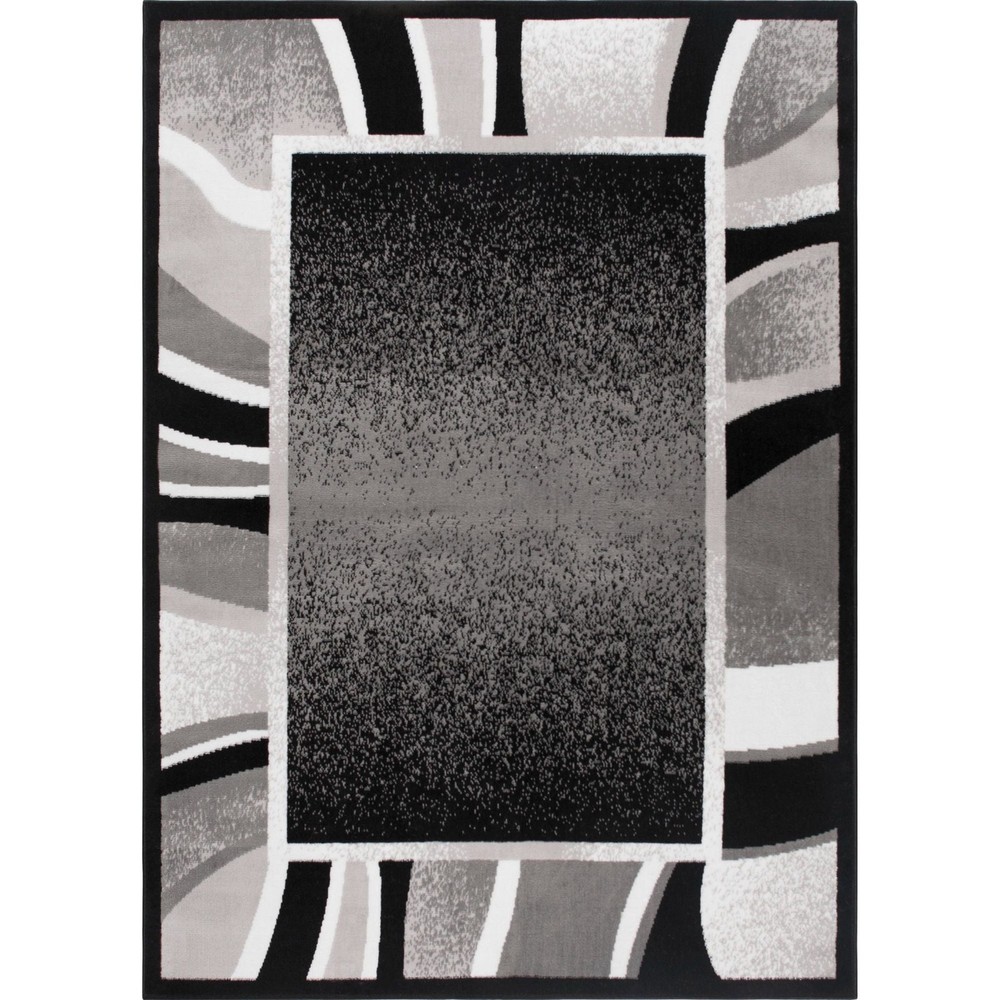 Premium Rizzy Contemporary Abstract Border Area Rug Black/Grey 3'7