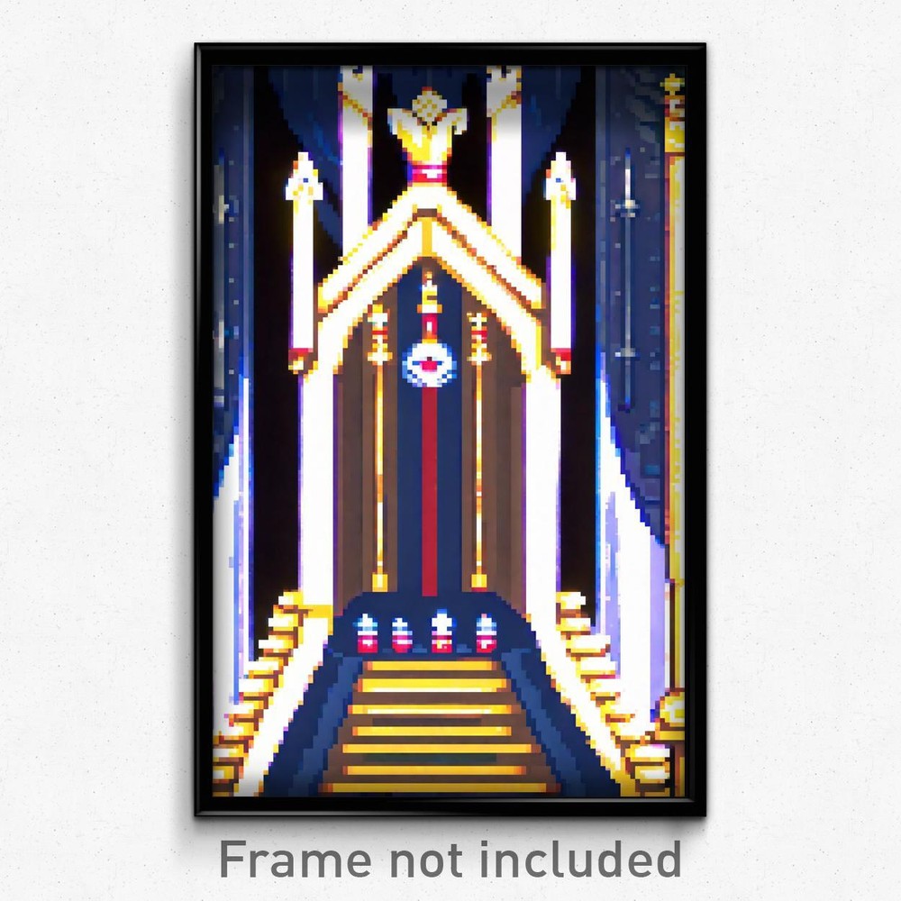 Pixel Art Poster - Well Made Throne (8 Bit Psychedelic Trippy Video Game Print)
