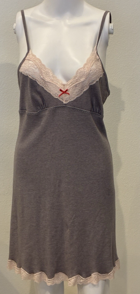 VTG Victorias Secret Y2K Babydoll Coquette Slip Dress Sz L Lace Trim Soft Girl
