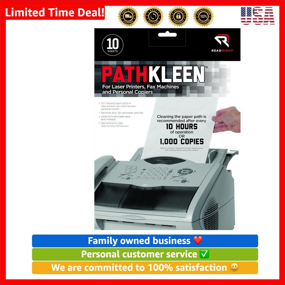 High-Performance Printer Cleaning Sheets, 8.5 x 11”, Eliminates Jams - 10 Pack