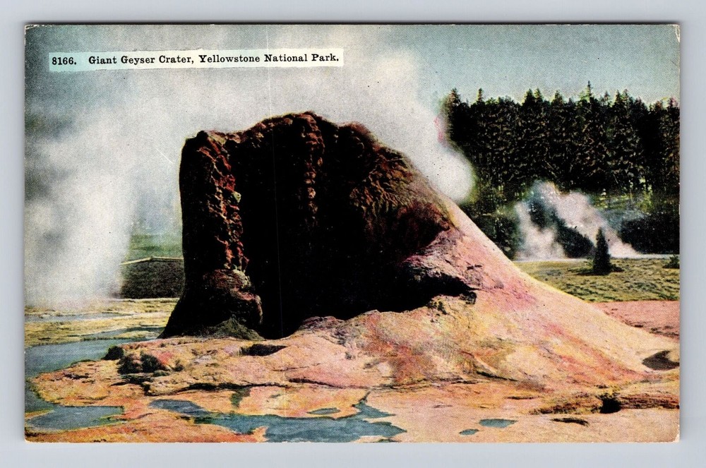 Yellowstone National Park, Giant Geyser Crater, Series #8166, Vintage Postcard