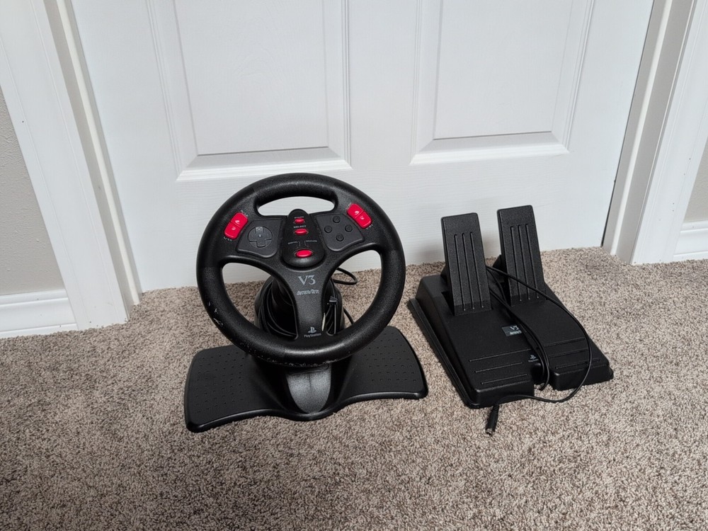 InterAct PlayStation PS1 V3 RACING GameSteeringWheel & Pedal Not Tested